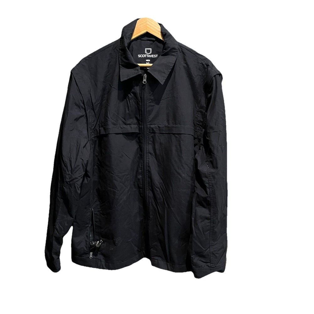 SCOTTeVEST Black Convertible Travel Collared Men's Full Zip TEC Jacket Size XL